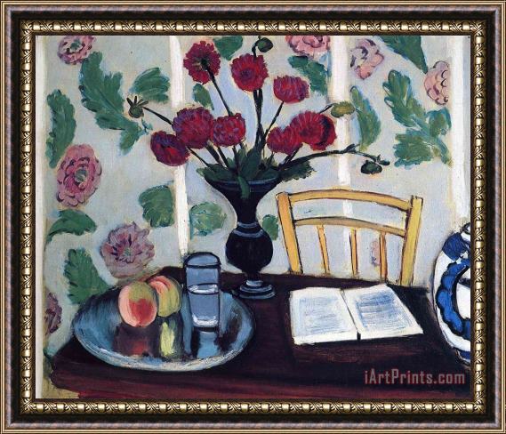 Henri Matisse Bouquet of Dahlias And White Book 1923 Framed Print