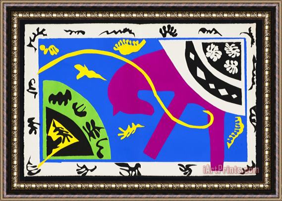Henri Matisse Horse, Rider, And Clown, Plate V From The Illustrated Book “jazz, 1947” Framed Painting