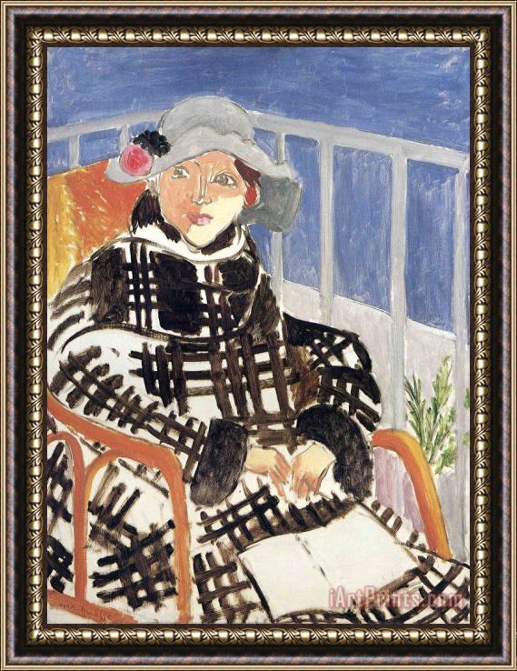 Henri Matisse Mlle Matisse in a Scotch Plaid Coat 1918 Framed Painting