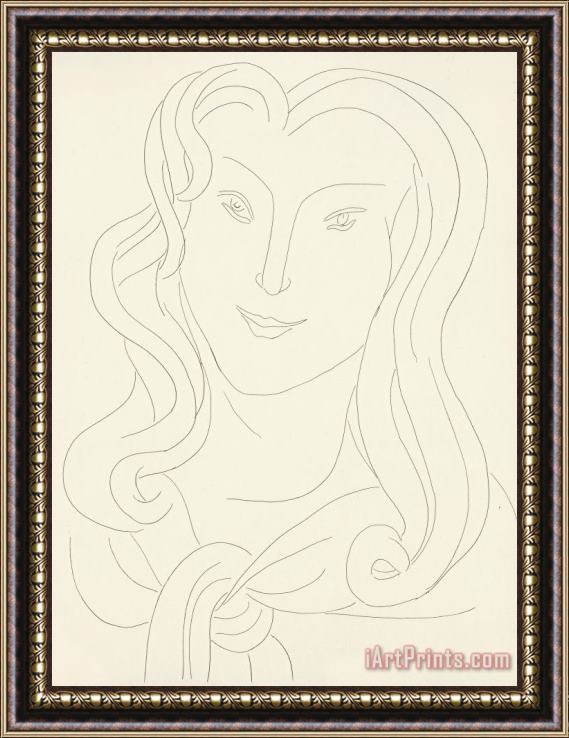 Henri Matisse Poesies Woman with Long Hair And Shirt Tie, 1932 Framed Painting