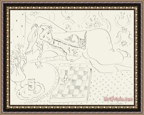 Henri Matisse Reclining Odalisque with Checkerboard Framed Print