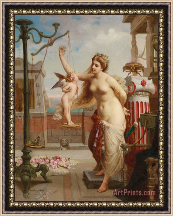 Henri Pierre Picou Weighing Cupid Framed Painting
