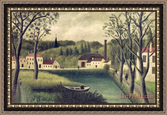 Henri Rousseau Landscape with a Fisherman Framed Painting