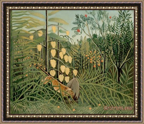 Henri Rousseau Rousseau, Henri in a Tropical Forest. Struggle Between Tiger And Bull Framed Print