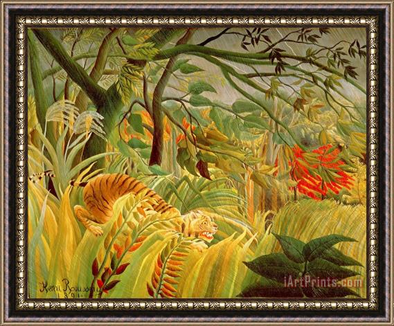 Henri Rousseau Tiger in a Tropical Storm Framed Print