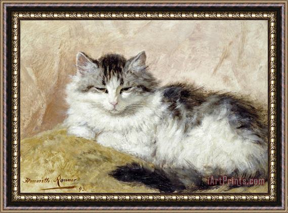Henriette Ronner A Cat Framed Painting
