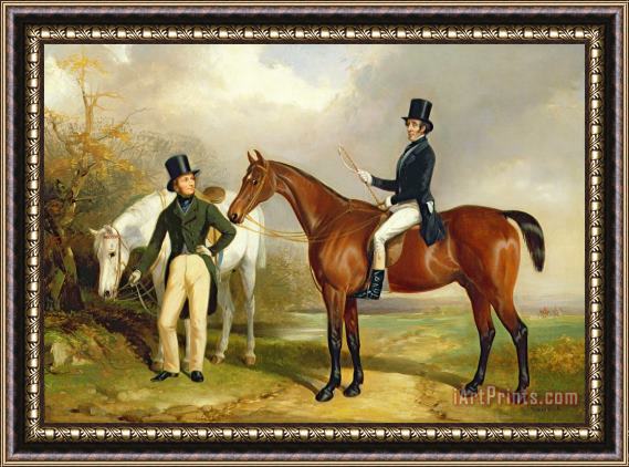 Henry Barraud Two Gentlemen Out Hunting Framed Painting