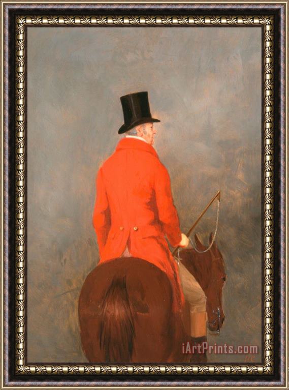 Henry Calvert Portrait of Thomas Cholmondeley, 1st Lord Delamere, on His Hunter (study for The Cheshire Hunt at ... Framed Painting