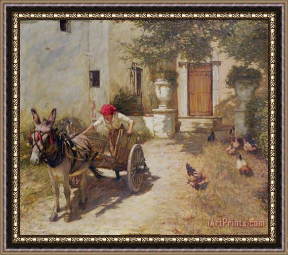 Henry Herbert La Thangue Farm Yard Scene Framed Painting