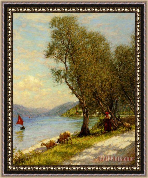 Henry Herbert La Thangue Veronese Shepherdess Lake Garda Framed Painting