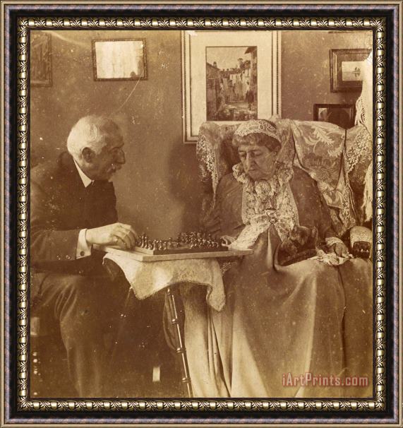 Henry Herschel Hay Cameron (hardinge Hay Cameron And Lady Dalrymple Playing Chess) Framed Painting