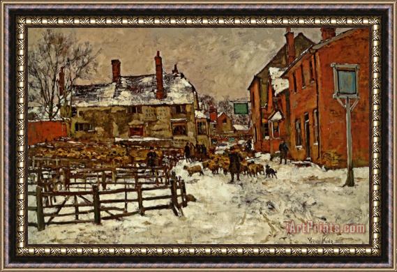 Henry John Yeend King A Village in The Snow Framed Painting