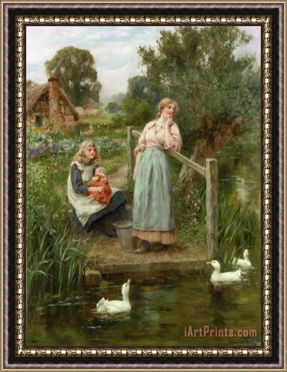 Henry John Yeend King At The Duck Pond Framed Painting