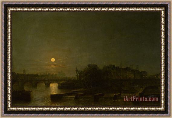 Henry Pether Moonlight Over The Seine Framed Print