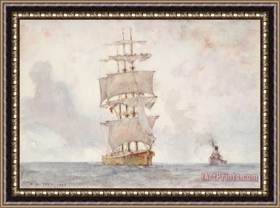 Henry Scott Tuke Barque and Tug Framed Painting