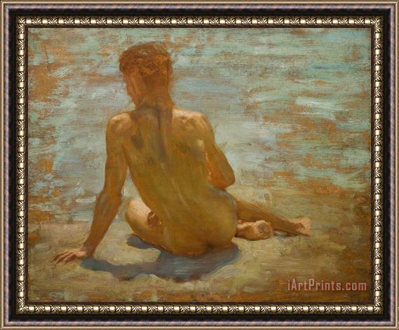 Henry Scott Tuke Sketch of Nude Youth Study for Morning Spelendour Framed Painting
