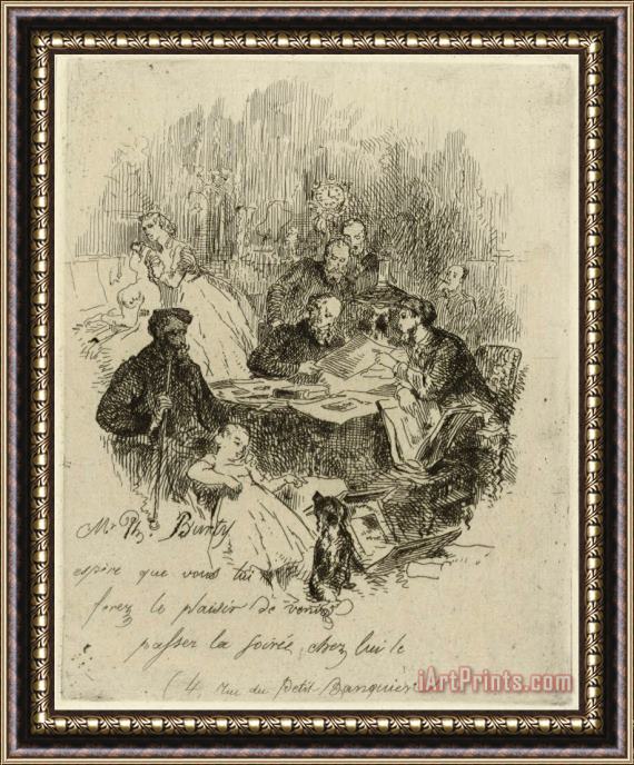 Henry Somm Invitation Card for The Soiree at Ph. Burty Framed Painting