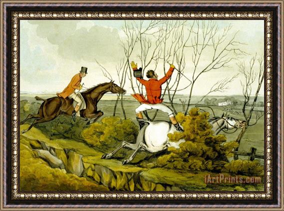 Henry Thomas Alken Plunging Through The Hedge From Qualified Horses And Unqualified Riders Framed Painting