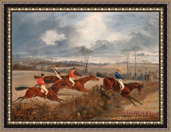 Henry Thomas Alken Scenes From a Steeplechase Taking a Hedge Framed Painting