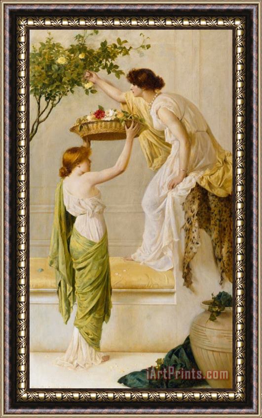 Henry Thomas Schaefer A Basket of Roses - Grecian Girls Framed Print