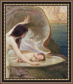 Babys First Steps Framed Prints - A Water Baby by Herbert James Draper