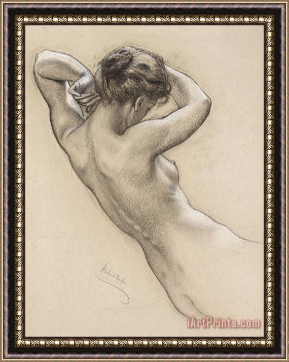 Herbert James Draper Study of Florrie Bird for a Water Nymph in 'prospero Summoning Nymphs And Deities' Framed Painting