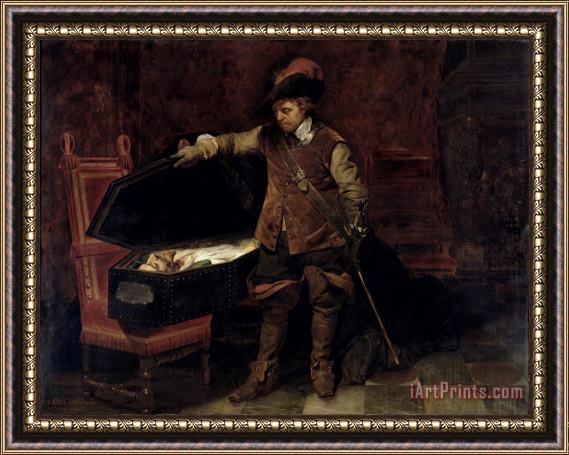 Hippolyte Delaroche Oliver Cromwell Opening the Coffin of Charles I Framed Painting