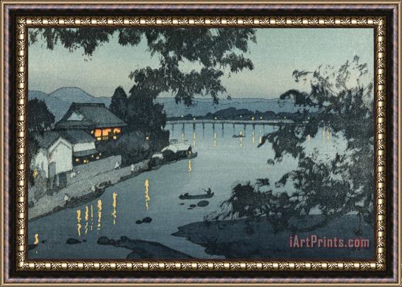 Hiroshi Yoshida Chikugo River, Evening (chikugogawa No Yube) Framed Painting