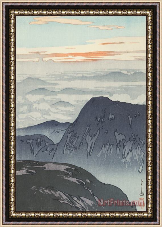Hiroshi Yoshida Eboshi Mountain (eboshi Dake), From The Series Japanese Alps, One of Twelve Subjects (eboshi Dake Asahi) Framed Painting