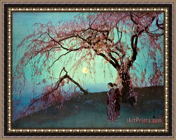 Hiroshi Yoshida Kumoi Zakura (kumoi Cherry Trees) Framed Painting