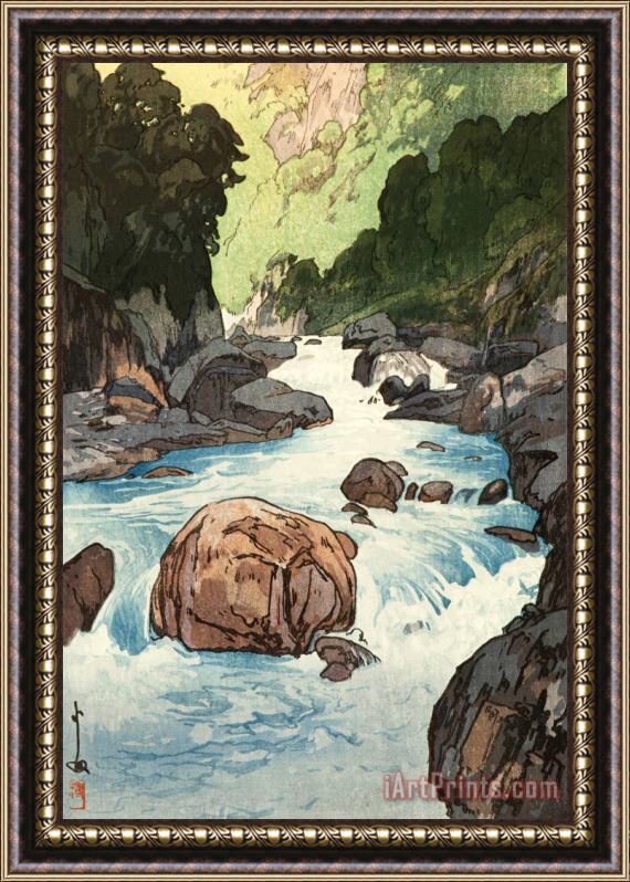 Hiroshi Yoshida Kurobe River (kurobe Gawa), From The Series Japanese Alps, One of Twelve Subjects (nihon Arupusu Ju Ni Dai No Uchi) Framed Painting