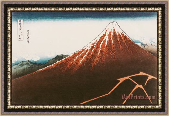 Hokusai Fuji above the Lightning Framed Print