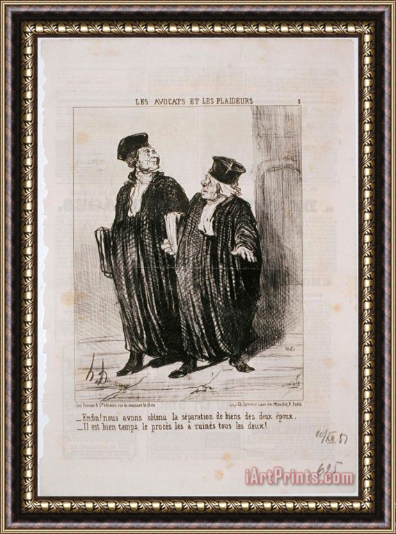 Honore Daumier Les Avocats Et Les Plaideurs Enfin! Nous Avons Obtenu La Separation De Biens... Framed Print