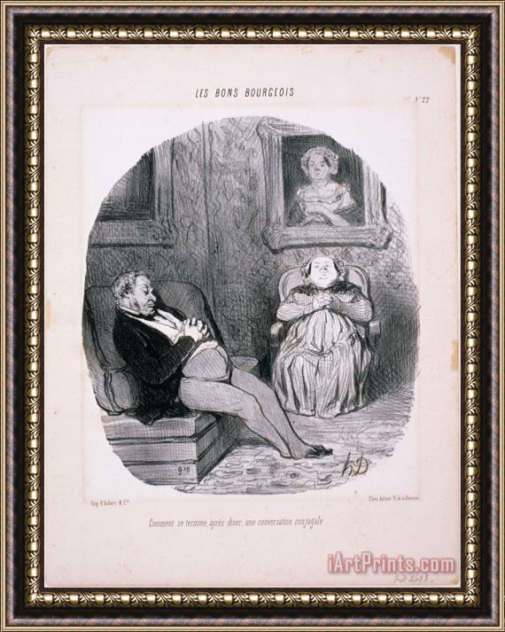 Honore Daumier Les Bons Bourgeois Comment Se Termine...une Conversation Conjugale Framed Painting