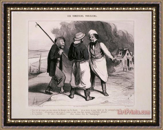 Honore Daumier Les Canotiers Parisiens Tiens! Moi Qui Croyais Que Nous Venions De Decouvrir… Framed Print