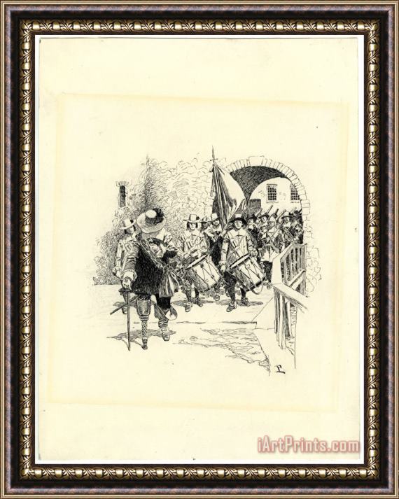 Howard Pyle Tailpiece for The Evolution of New York, II (was Called Peter Stuyvesant) Framed Painting