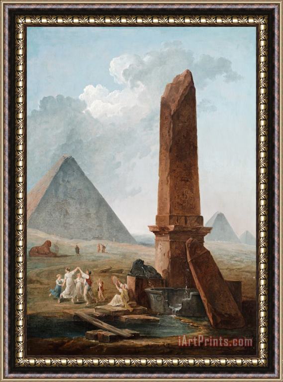 Hubert Robert The Farandole Amidst Egyptian Monuments Framed Print