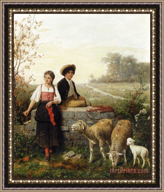 Hubert Salentin The Young Sheep Tenders Framed Print