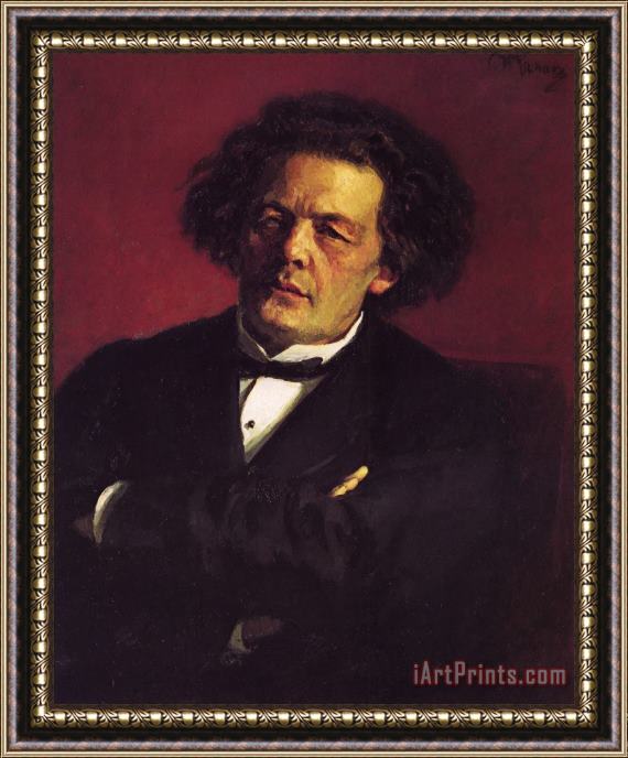 Il'ya Repin Portrait of The Pianist, Conductor, And Composer, Anton Grigorievich Rubinstein Framed Painting