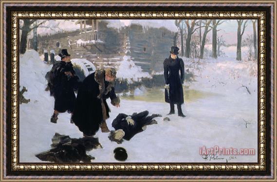 Ilya Efimovich Repin The Duel Framed Painting