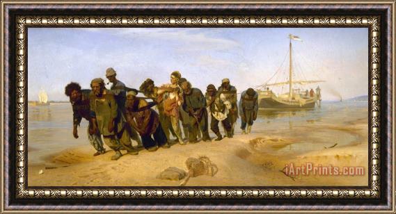 Ilya Repin Barge Haulers on The Volga Framed Painting