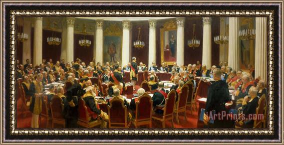 Ilya Repin Ceremonial Sitting of The State Council on 7 May 1901 Marking The Centenary of Its Foundation Framed Print
