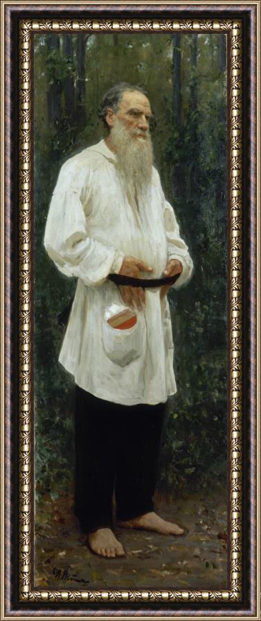 Ilya Repin Leo Tolstoy Barefoot Framed Print