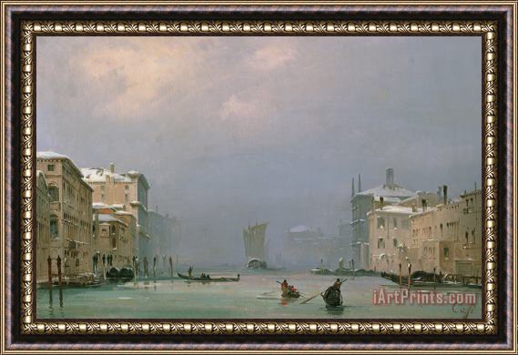 Ippolito Caffi Grand Canal With Snow And Ice Framed Print