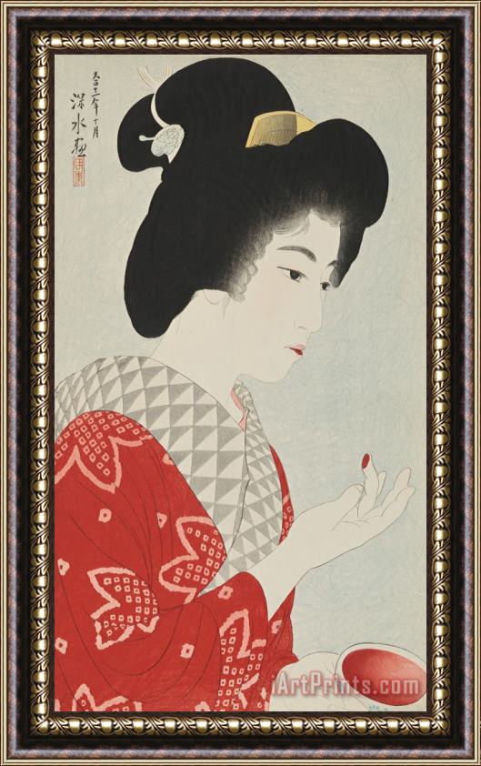 Ito Shinsui Rouging The Lips (kuchibeni) Framed Painting