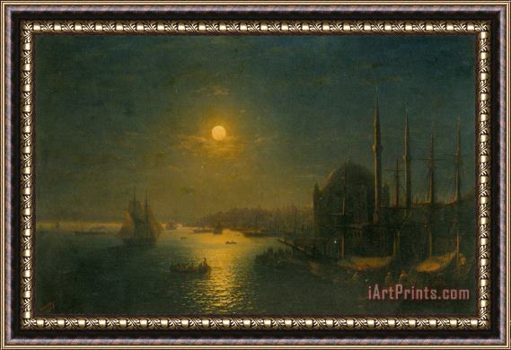 Ivan Constantinovich Aivazovsky A Moonlit View of The Bosphorus Framed Print