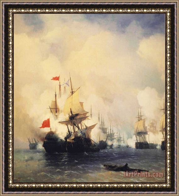 Ivan Constantinovich Aivazovsky Naval Battle at Chios Framed Painting