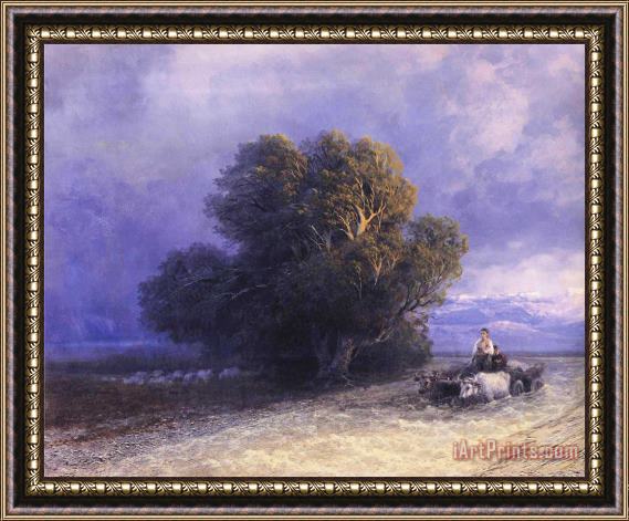 Ivan Constantinovich Aivazovsky Ox Cart Crossing a Flooded Plain Framed Painting