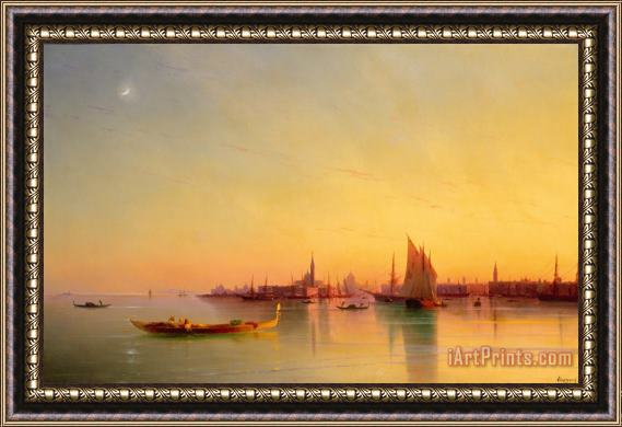 Ivan Konstantinovich Aivazovsky Venice from the Lagoon at Sunset Framed Painting