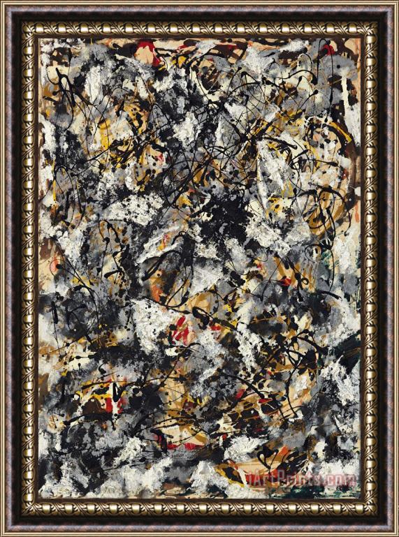 Jackson Pollock Composition with Red Strokes, 1950 Framed Painting
